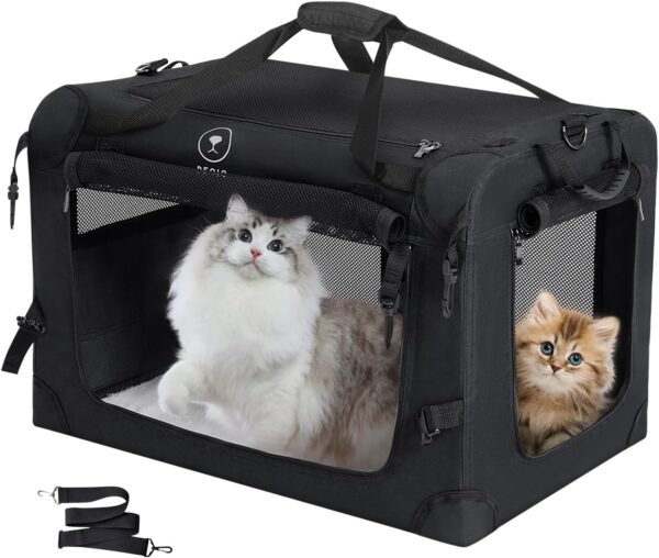 Large Cat Carrier for Car Travel, Pegic Soft Sided Collapsible Pet Carrier for Outdoor and Indoor Uses, Roomy Extra Large Cat Carrier for 2 Kittens, Large Cat or Puppies Up to 55lbs