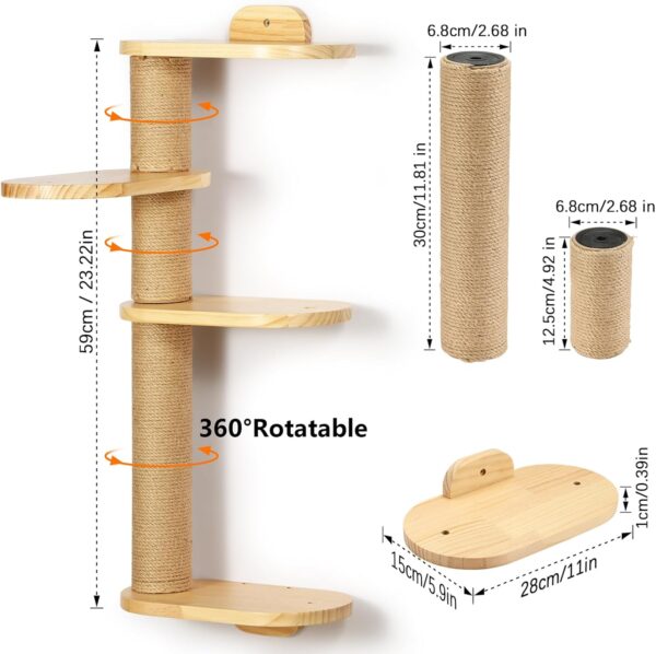 Cat Wall Shelves,Transformable Cat Scratching Post Wall Mounted, DIY Wall Mounted Cat Furniture for Climbing, Play, Nap (4-Layer) - Image 2