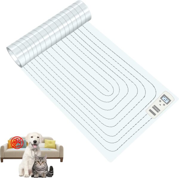 Electronic Pet Training Mat [2024 Upgraded], LED Screen Scat Mats for Dogs & Cats, 3 Training Modes Repellent Scat Mat for Indoor, Keep Dog Off Couch (16"X30")