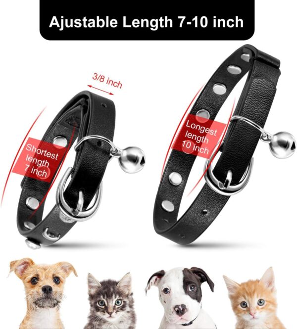 Leather Cat Collars Bell,Cats Safety Collar with Elastic Strap, Adjustable Kitty Collar for Cats, Personalized Moon & Rhinestone 7-10 Inch Length for Cats, Kitten & Puppy (1 Pack Black) - Image 6