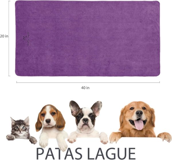 Patas Lague Dog Towel for Drying Dogs, 40''x20'' Large Quick Dry Microfiber Grooming Pet Towel, Super Soft Absorbent Machine Washable Dog Shammy Towel Dog Supplies, Purple - Image 4