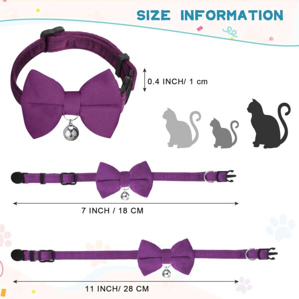 10 Pieces Cat Bowtie Collars with Bell Solid Colors Kitten Collar Breakaway Cat Collar for Boys Girls Adjustable Pet Collar with Safety Buckle Kitten Puppy Graduation Wedding Birthday Pet Accessories - Image 5