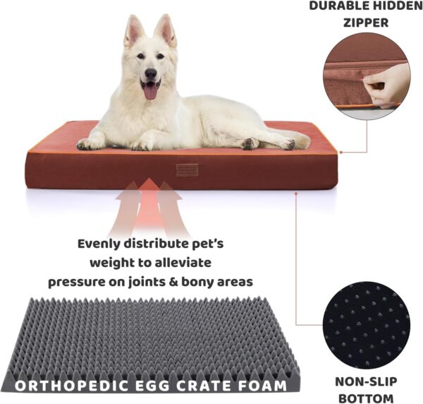 Small Dog Bed for Small Dogs - Outdoor Dog Bed Washable with Oxford Fabric Surface, Egg Crate Orthopedic Foam Pet Bed up to 25lbs with Removable Cover, Machine Washable (Brown, 22"X16"X4") - Image 7