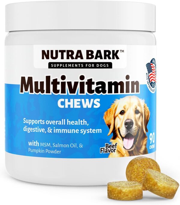 Multivitamin for Dogs | All-in-One | Glucosamine Chondroitin for Joint Support | Skin & Coat | Pumpkin & Probiotics for Digestive Support | Imunnity & Overall Health | 90 Soft Chews