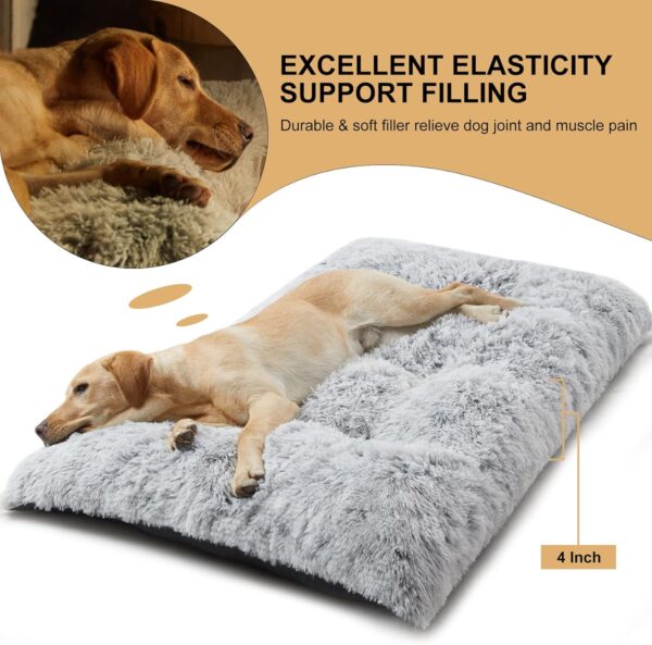 BFPETHOME Dog Beds for Large Dogs, Plush Dog Crate Bed Fluffy Cozy Kennel Pad for Sleeping &Ease Anxiety, Washable Dog Mats with Anti-Slip Bottom for Large Medium Dogs (42(41 x 27 inch), Grey) - Image 5