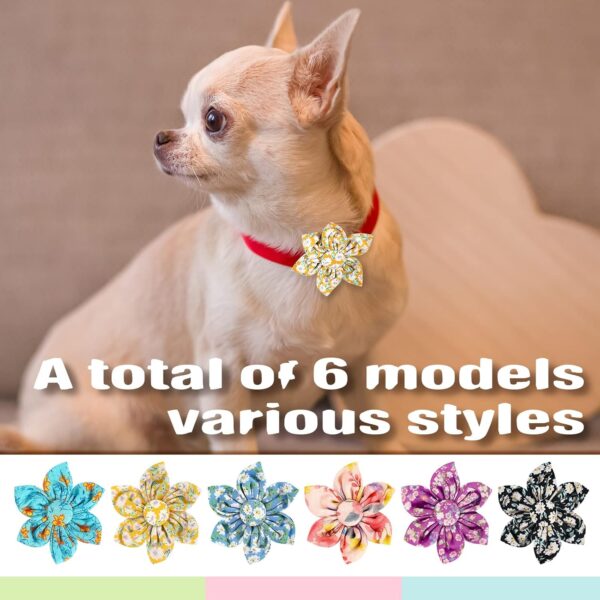 6 Pcs Dog Collar Flowers Accessory Removable Dog Collar Bow Attachment Floral Embellishment for Small Medium Large Dogs and Cats Pet Collars(Classic) - Image 6