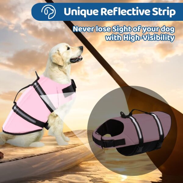 SUNFURA Ripstop Dog Life Jacket, Dog Flotation Life Vests for Swimming, Beach Boating Dog Life Preserver with High Buoyancy and Rescue Handle for Small Medium Large Dogs (Light Pink, XS) - Image 4