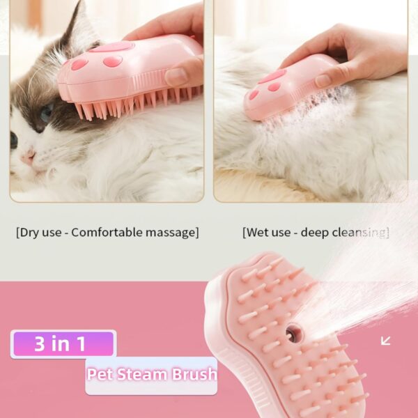 Cat Steam Brush, 3 In 1 Cat Steamy Brush, New Upgrades Silicone Self-Cleaning Spray Cat Brush For Shedding, Pet Steam Brush, Dog Steam Brush, Pet Hair Cleaning Brush For Cat Dog - Image 5