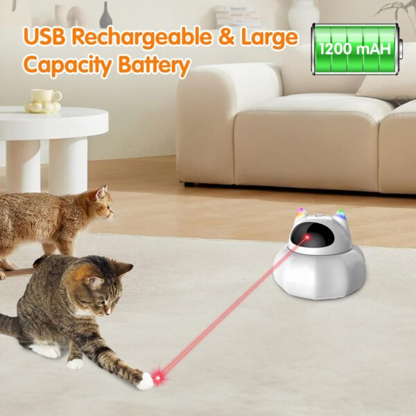 Cat Laser Toy Automatic, 4-in-1 Interactive Cat Toys for Indoor Cats, Hide and Seek Kitten Wand Toy, USB Rechargeable Electronic Kitten Toys with Moving Feather, Cover for Bored Cats All Breeds - Image 7