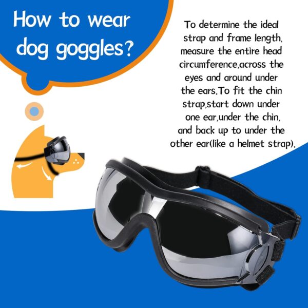 NVTED Dog Sunglasses/Goggles, UV/Wind/Dust/Fog Protection Pet Glasses Eye Wear with Adjustable Strap for Medium or Large Dog (Pack of 1) - Image 7