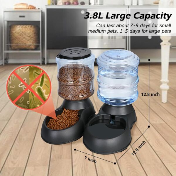 2 Pack Automatic Cat Feeder and Water Dispenser in Set Gravity Food Feeder and Waterer Pet Food Bowl for Small Medium Dog Pets Puppy Kitten Big Capacity 1 Gallon x 2 - Image 2