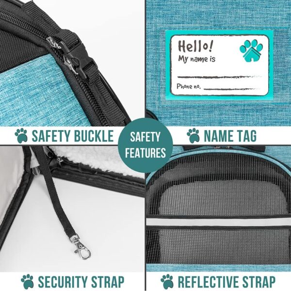 PetAmi Dog Cat Backpack Carrier, Expandable Pet Carrier Backpack for Travel Hiking, Small Medium Dog Puppy Large Cat Carrying Backpack, Airline Approved Ventilated Soft Back Support, 18 lbs, Teal Blue - Image 5