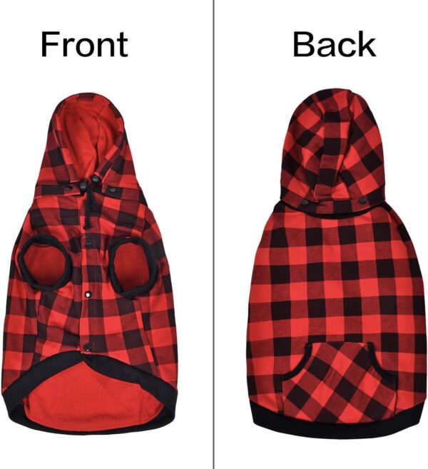 PAWZ Road Large Dog Plaid Shirt Coat Hoodie Pet Winter Clothes Warm and Soft Red 3XL - Image 9