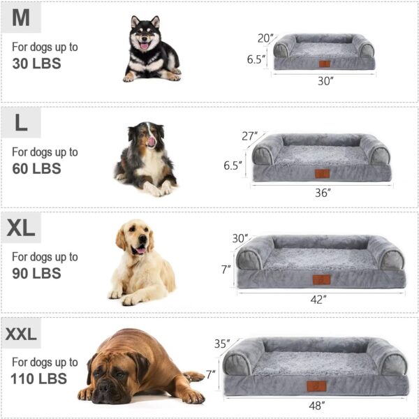 Washable Dog Bed with Removable Cover, Orthopedic Bed with Waterproof Lining, Memory Foam Bolster Sofa with Nonskid Bottom, Bed for Large, Extra Large Dogs - Image 6