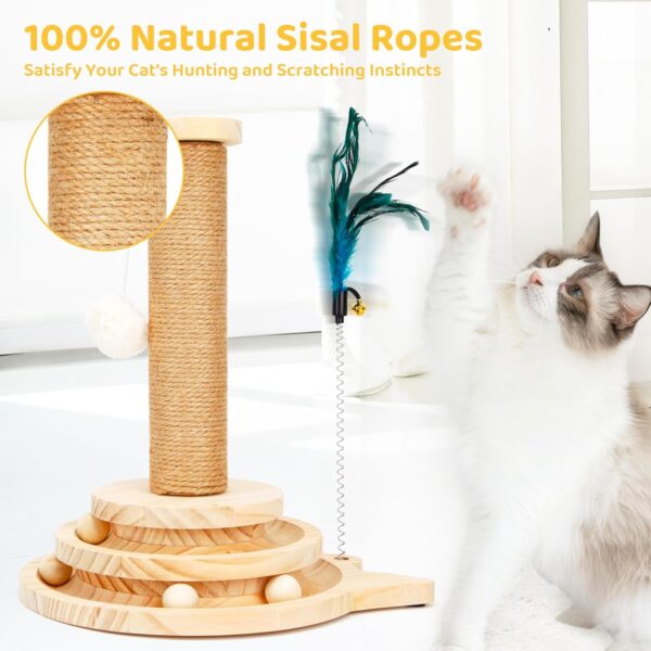 Premium Exquisite Cat Playground - 14" Interactive Scratching Post with Wooden Ball Track, Dual Sisal Layers, and Stimulating Toy for Healthy Cat Claws and Endless Entertainment - Image 5