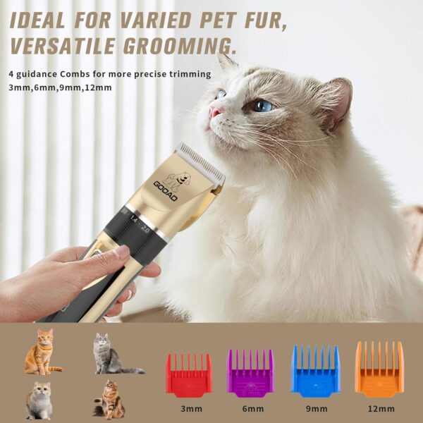 Cat Clippers for Matted Hair,Professional Cat Grooming Kit,Quie Cat Paw Trimmer Nail Grinder,Cat Hair Trimmer for Grooming,Pet Shaver Cat Grooming Kit for Cats Small Dogs(Gold+White) - Image 4