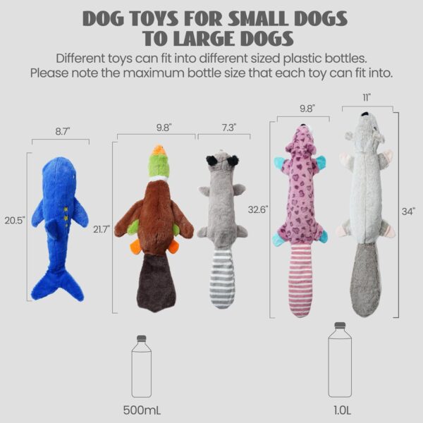 Nocciola 2-in-1 No Stuffing Crinkle Dog Toys with Soft and Durable Fabric, Holds Water Bottles, 2 Extra Long & 3 Regular Size Stuffless Dog Toys, Squeaky Dog Toys for Small to Large Dog - Image 2