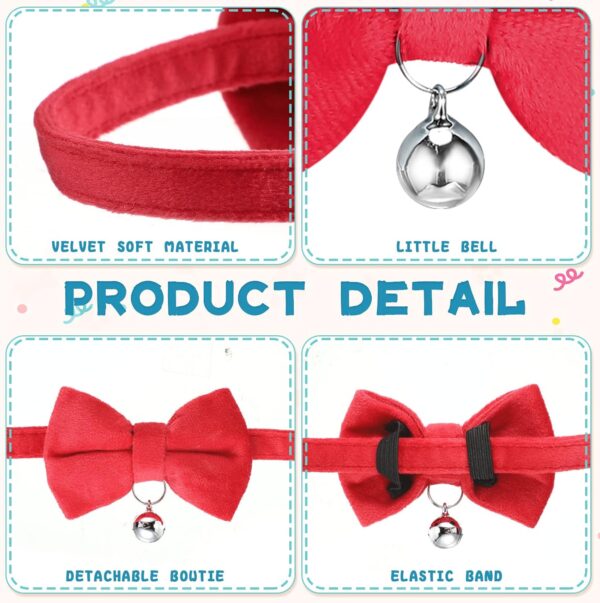 10 Pieces Cat Bowtie Collars with Bell Solid Colors Kitten Collar Breakaway Cat Collar for Boys Girls Adjustable Pet Collar with Safety Buckle Kitten Puppy Graduation Wedding Birthday Pet Accessories - Image 2