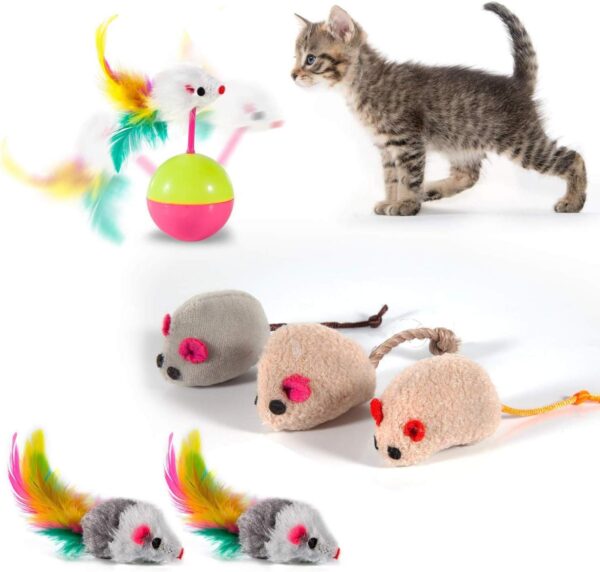 MIBOTE 28Pcs Cat Toys Kitten Toys Assorted, Cat Tunnel Catnip Fish Feather Teaser Wand Fish Fluffy Mouse Mice Balls and Bells Toys for Indoor Cat Puppy Kitty Interactive Cat Toy Set - Image 5