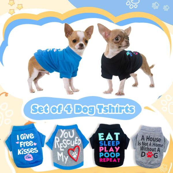 4 Pieces Dog Clothes for Small Dogs Boy Chihuahua Clothes Yorkie Teacup Clothes Spring Summer Pet Shirt Cute Puppy Clothes Outfits Dog T-Shirt (4 Pack, Small) - Image 3