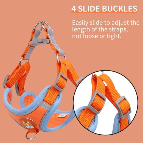 Dog Harness (Orange, S) - Adjustable No-Pull Harness for Small Dogs, Reflective, Soft & Breathable, Anti-Pull, 2 Leash Clips, Easy to Wear & Take Off, Ideal for Walking & Training - Image 5