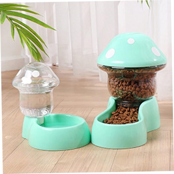 Cat Food and Water Bowls, Pet Food Feeder Self-Dispensing Cat Feeder Pet Dry Food Dispenser Pet Waterer for Small Medium Big Pets Green - Image 5