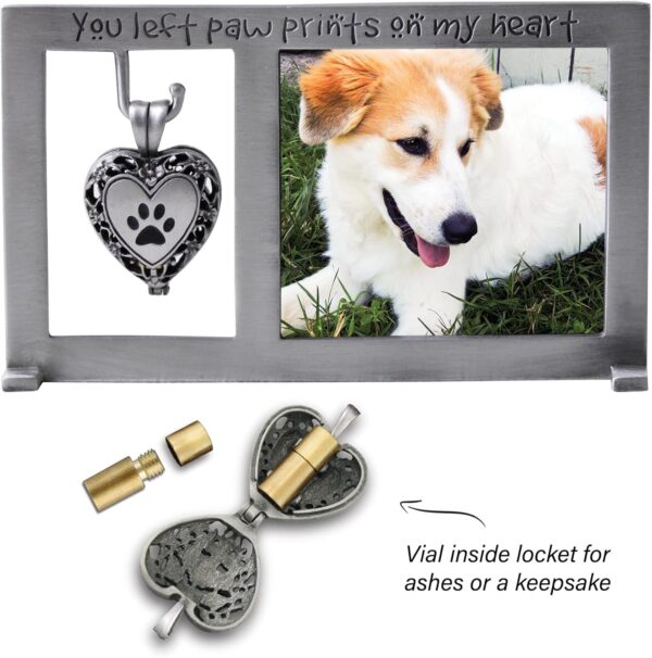 Cathedral Art Paw Prints on My Heart Pet Memorial Picture Frame, 2.25-inch by 2.5-inch photo, Silver - Image 8