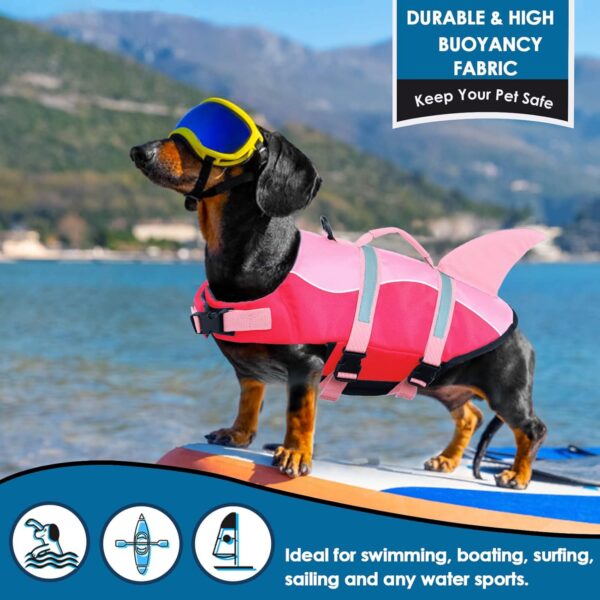 AOFITEE Dog Life Jacket, Dog Life Vest for Swimming, High Flotation Dog Life Vests with Rescue Handle, Reflective French Bulldog Life Jacket, Shark Fin Dog Life Jacket for Small Medium Large Dogs - Image 2