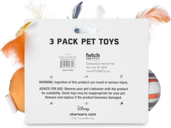 STAR WARS for Pets Cat Toys 3 Pack Feather Jingle Balls with Catnip: C3PO, BB8, R2-D2 | Fun Catnip Toys Jingle Ball Feather Toy for Cats | Cat Balls with Bells | Gifts Fans - Image 3