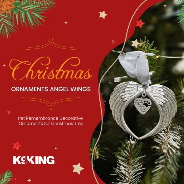 K9King Pet Memorial Gifts - Antique Dog Memorial Christmas Ornament with Angel Wings - Pet Loss Gifts for Dogs - Pet Remembrance Decorative Ornaments for Christmas Tree (without Photo Holder) - Image 3