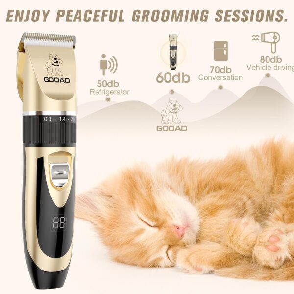 Cat Clippers for Matted Hair,Professional Cat Grooming Kit,Quie Cat Paw Trimmer Nail Grinder,Cat Hair Trimmer for Grooming,Pet Shaver Cat Grooming Kit for Cats Small Dogs(Gold+White) - Image 3