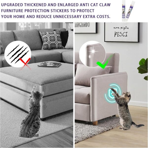 Cat Scratch Furniture Protector,60"×17" Door Protector from Dog Scratching,Transparent Invisible Anti Cat Scratch Tape for Furniture Protector for Sofa, Carpet, Door, Chairs - Image 4