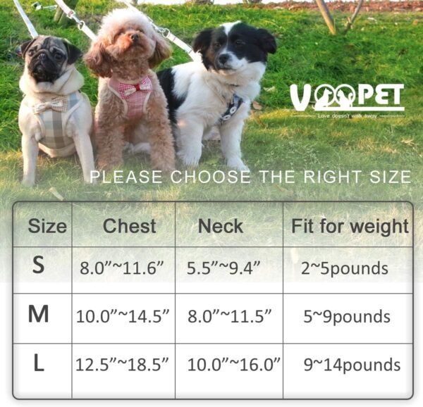 voopet Puppy Harness Easy to Put On & Take Off Step in Dog Harness, Puppy Soft Padded Mesh Front Vest with Leash, Adjustable Pets No-Pull Walking Harness with Cute Bows for Small Dogs and Cats - Image 3