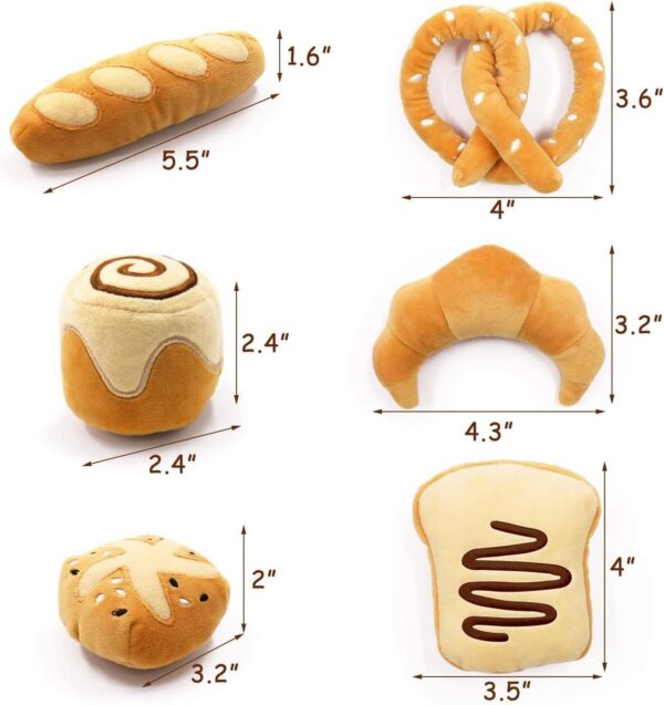 Bread Catnip Toys Cat Toys for Indoor Cats Interactive Toys for Cat Lover Gifts Kitten Chew Bite Kick Toys Baguette Croissant Pretzel Toast Bun Cinnamon Roll Plush Catmint Pet Birthday Presents - Image 3