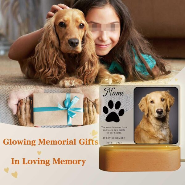 Personalized Pet Night Light Customized Dog Memorial Gift Picture Frame Acrylic Plaque Led Lamp Cat Sympathy Gift for Loss of Dog Cat Pet(Dog Paw) - Image 5