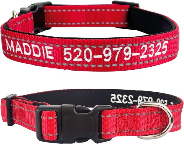 Custom Reflective Dog Collars with Embroidered Name and Phone Number, Soft Neoprene Padded Breathable Nylon Personalized Pet Collar Adjustable for Large Medium Small Dogs - Image 5