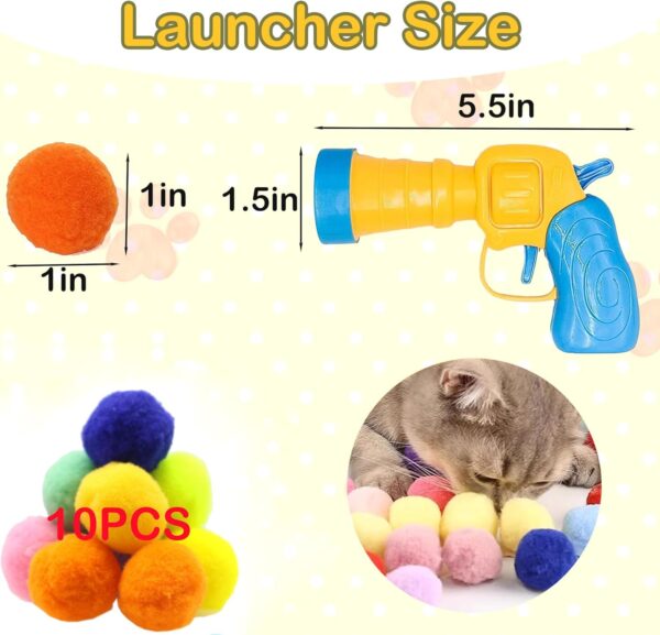 1 Cat Ball Launcher + 10Pcs 1.2’’Cat Toy Balls Silent Plush Elastic Cat Ball Toy Indoor Interactive Toys for Kitty, Dog and Pet, Ball Shooter for Training and Playing - Image 2