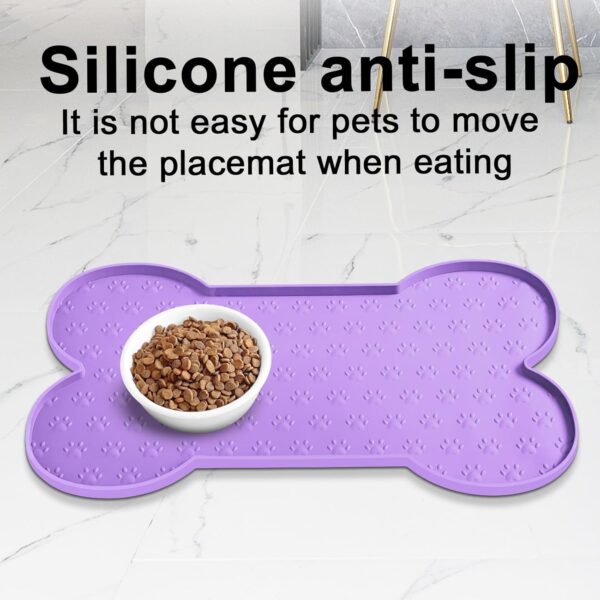 Dog Food Mat Anti-Slip Silicone Dog Bowl Mat Thicker Pet Placemat Waterproof Cat Feeder Pad with Raised Edge Puppy kitten Feeding Mats Suitable Small Medium-Sized Dogs Cats Eating Tray - Image 7