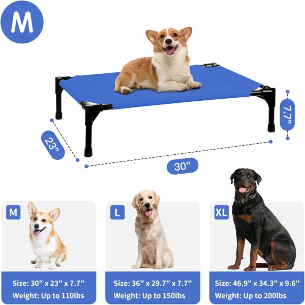 FIOCCO Elevated Dog Bed - Dog Cot with Chew Proof Mesh for Medium Dogs, Waterproof Washable Raised Dog Bed, Portable Dog Bed for Outdoor Use, Dog Cots Beds, Blue - Image 5