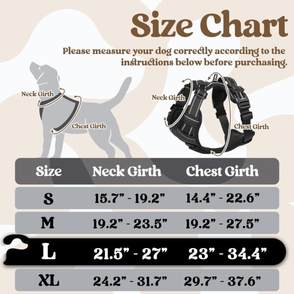 rabbitgoo Dog Harness for Large, No Pull Pet Harness with 3 Buckles, Adjustable Soft Padded Dog Vest with Instant Control Handle, Easy Walking Reflective Pet Vest for Large Dogs, Black, L - Image 2