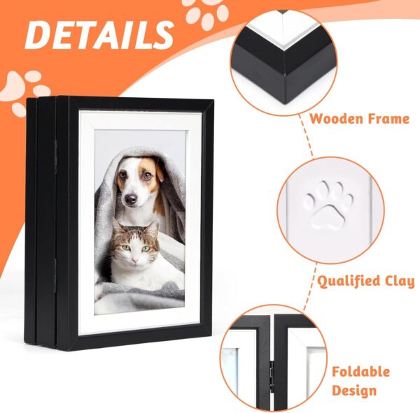 Pet Pawprint with Clay Imprint Kit, 4x6 Picture Frame and Paw Print Kit for Dogs or Cats Memorial, Wooden Memorial Frame with Letter & Number Stamp, DIY Pawprint Keepsake Gift for Pet Lovers, B - Image 3