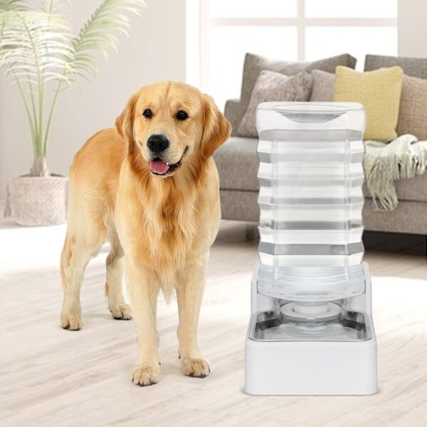 Sfozstra 9L Automatic Dog and Cat Water Dispenser with Stainless Steel Bowl Gravity Waterer,Large Capacity and Drinking,100% BPA-Free,Suitable for Medium and Large-Sized Cats and Dogs (White, 9L) - Image 5