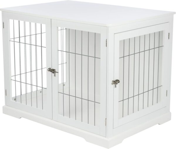 TRIXIE 38.7" Indoor Dog Crate, Wooden Crate Table for Dogs Up to 66 lb, Large Dog Kennel, Perfect in Any Room, White