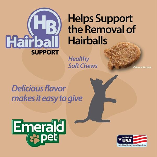 Emerald Pet 3 Pack of Hairball Feline Health Chews, 2.5 Ounces Each, Grain-Free, Made in The USA - Image 5