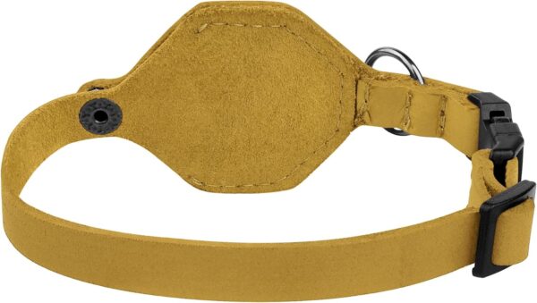 Breakaway Leather Airtag Cat Collar with Bell - Soft Pet Collar with Apple Air Tag Holder - Adjustable GPS Collars for Girl Boy Cats Kitten Puppy - Lightweight and Cute (Yellow) - Image 9