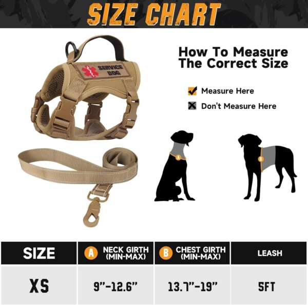 Tactical Dog Harness for Small Dogs, Military Puppy Vest Outdoor Training Dog Harness and Leash, Adjustable Service Dog Vest Harness with Handle，3 Patches - Image 6