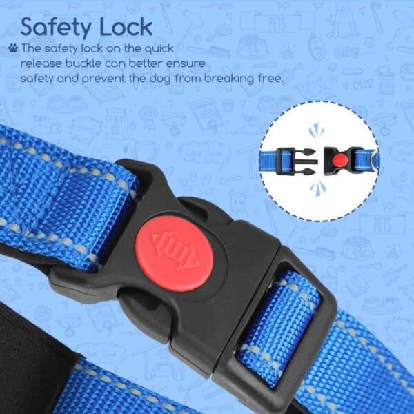 Nobleza Reflective Dog Collar, Soft Neoprene Padded Puppy Collar with Quick Release Buckle and Safety Lock, Adjustable Durable Nylon Pet Collar for Small, Medium and Large Dogs (Blue, XS) - Image 3