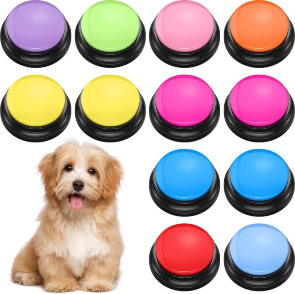 Sanwuta 12 Packs Dog Buttons for Communication, Voice Recording Button Talking Buttons for Dog Recordable Pet Training Buzzer, Dog Sound Buzzer, Pet Buttons Training Toy Game Buzzer Funny Gifts