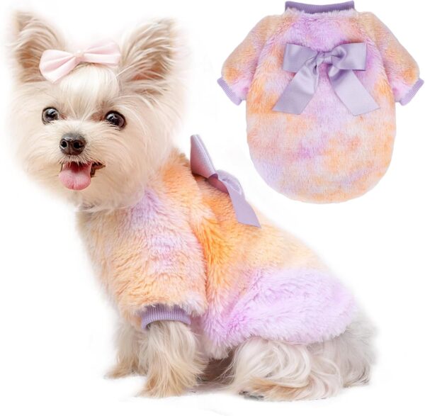 Tie Dye Dog Shirt XXS Dog Clothes for Small Dogs Girl Boy Winter Puppy Sweater Fleece Warm Pet Outfit for Cats Dogs Cute Doggy Apparel Cold Weather Dog Coat (X-Small, Tie-Dye 3)