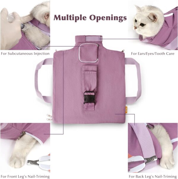 Cat Grooming Bag for Nail Trimming, Pet Grooming Hammock for Vet Visits, Adjustable Anti-Bite and Anti-Scratch Cats/Dogs Restraint Bag for Injection, Medicine Taking - Size L - Image 6